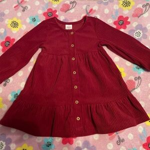 BURGUNDY Lined Corduroy Dress